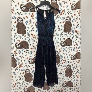 Sequin Hearts Girls Pleated Metallic Jumpsuit